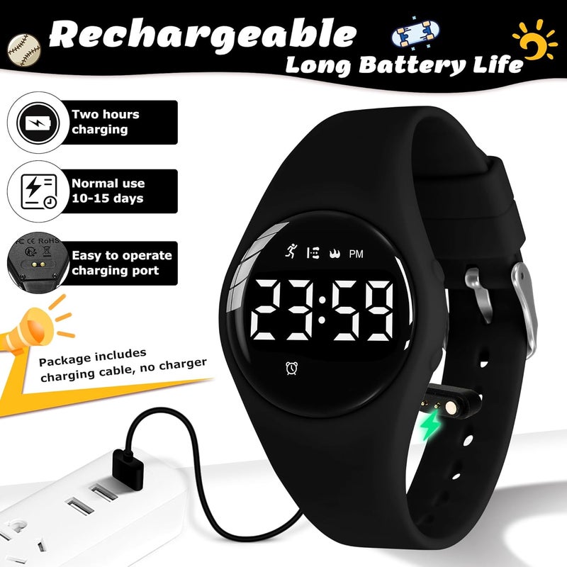 A ALPS Kids Watches for Girls Boys Digital Sport Watch with Step Counter Pedometer Vibration Alarm Clock, No App Waterproof Fitness Tracker Kids Watch Boys Girls Teens Students Ages 5-16 - Image 5